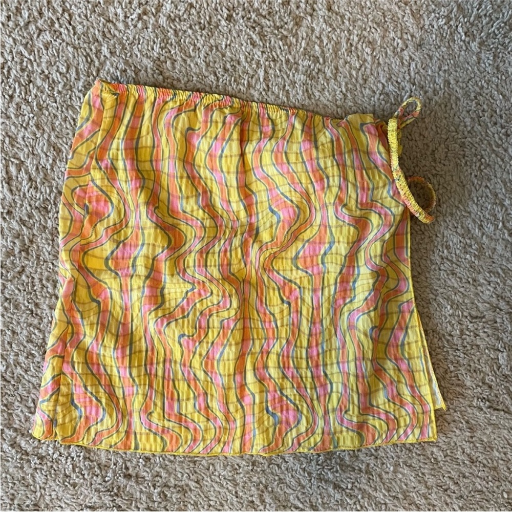 Yellow and Pink Plaid Swim skirt